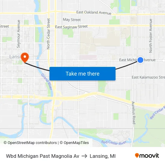 Wbd Michigan Past Magnolia Av to Lansing, MI map