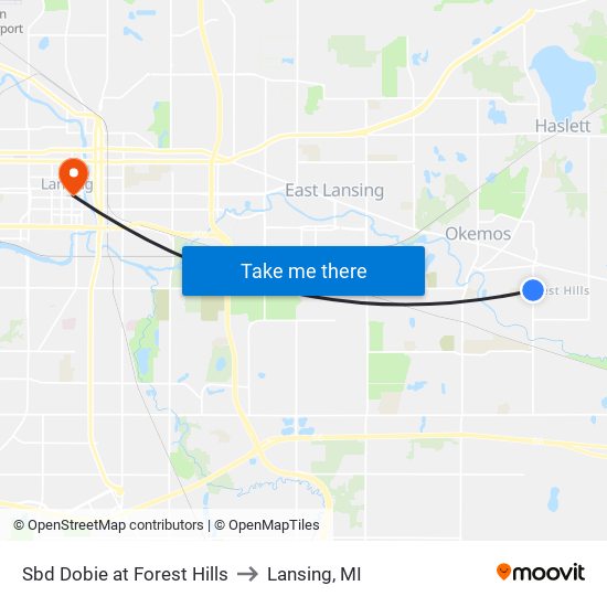 Sbd Dobie at Forest Hills to Lansing, MI map