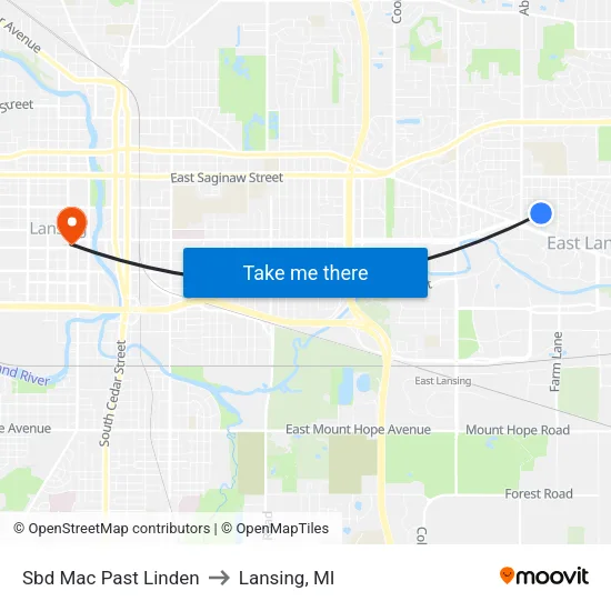 Sbd Mac Past Linden to Lansing, MI map