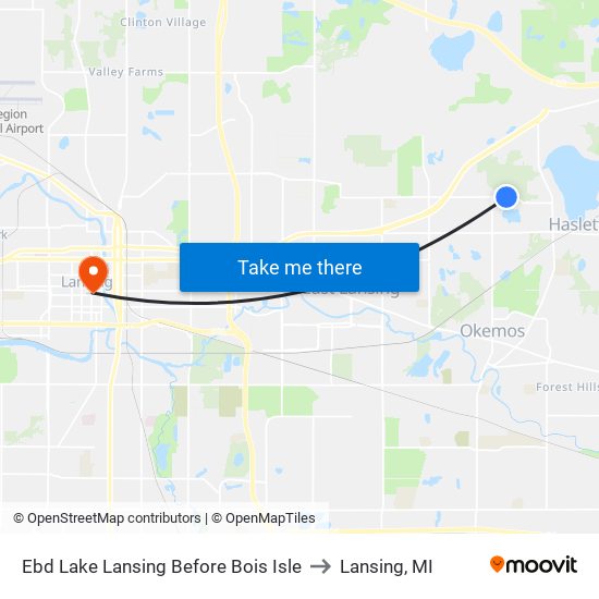 Ebd Lake Lansing Before Bois Isle to Lansing, MI map