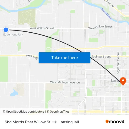 Sbd Morris Past Willow St to Lansing, MI map