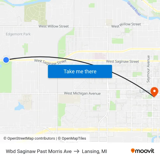 Wbd Saginaw Past Morris Ave to Lansing, MI map
