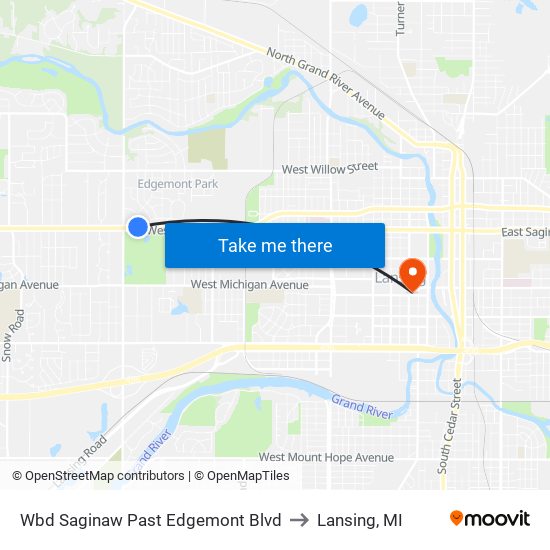 Wbd Saginaw Past Edgemont Blvd to Lansing, MI map