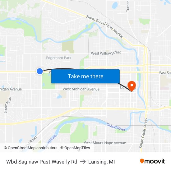 Wbd Saginaw Past Waverly Rd to Lansing, MI map