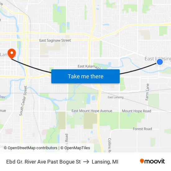 Ebd Gr. River Ave Past Bogue St to Lansing, MI map