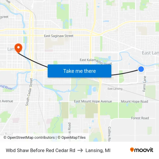 Wbd Shaw Before Red Cedar Rd to Lansing, MI map