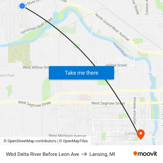 Wbd Delta River  Before Leon Ave to Lansing, MI map