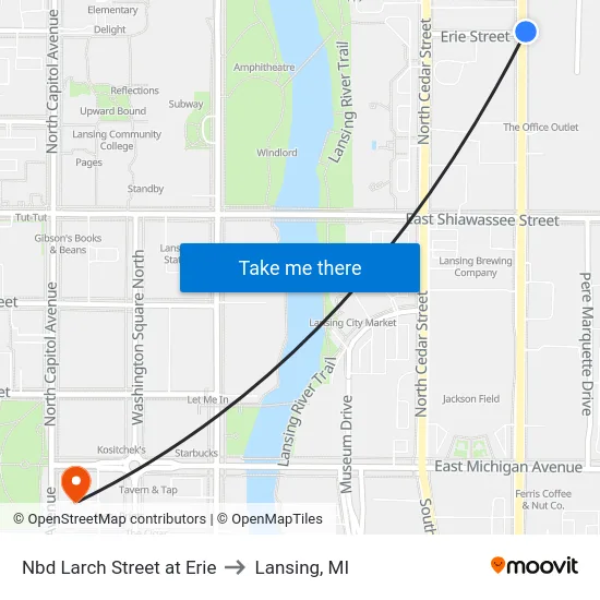 Nbd Larch Street at Erie to Lansing, MI map