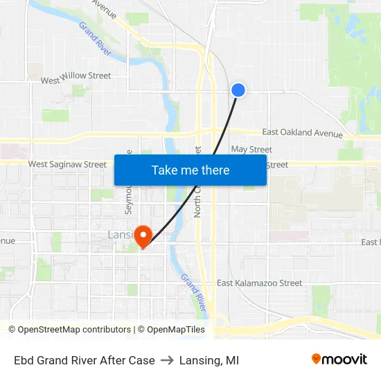 Ebd Grand River After Case to Lansing, MI map