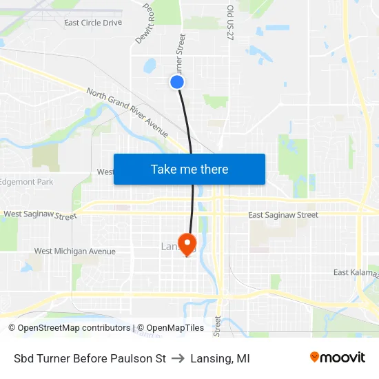 Sbd Turner Before Paulson St to Lansing, MI map