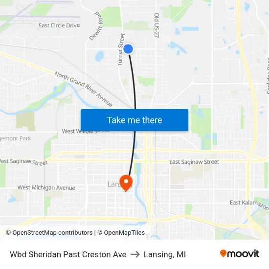 Wbd Sheridan Past Creston Ave to Lansing, MI map