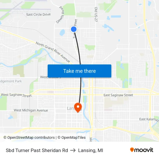 Sbd Turner Past Sheridan Rd to Lansing, MI map