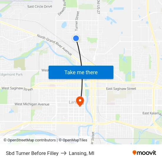 Sbd Turner Before Filley to Lansing, MI map