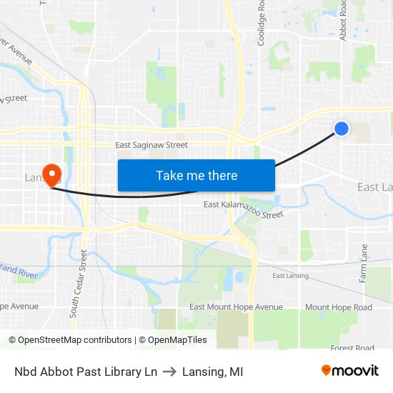 Nbd Abbot Past Library Ln to Lansing, MI map