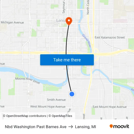 Nbd Washington Past Barnes Ave to Lansing, MI map