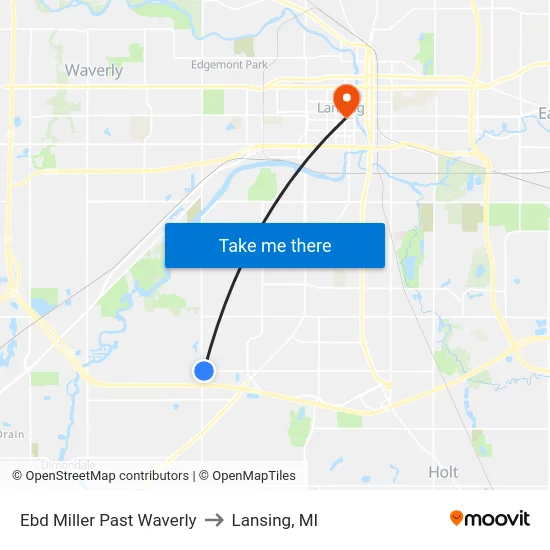 Ebd Miller Past Waverly to Lansing, MI map