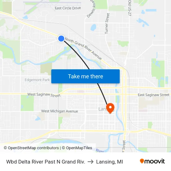 Wbd Delta River Past N Grand Riv. to Lansing, MI map