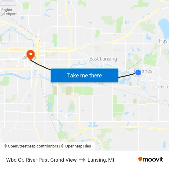Wbd Gr. River Past Grand View to Lansing, MI map