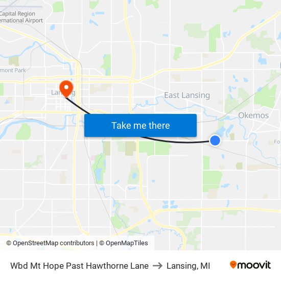 Wbd Mt Hope Past Hawthorne Lane to Lansing, MI map