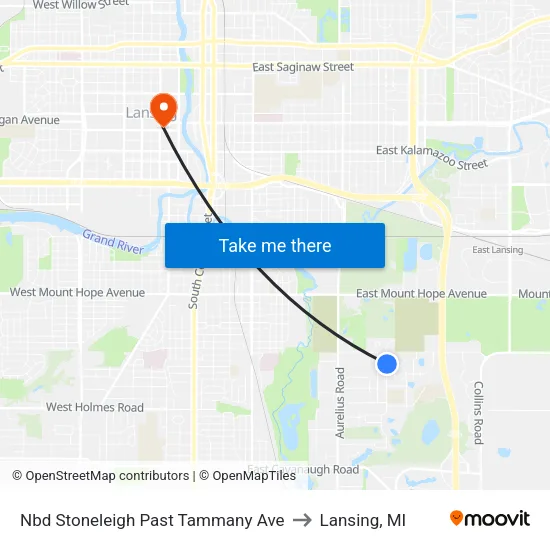 Nbd Stoneleigh Past Tammany Ave to Lansing, MI map