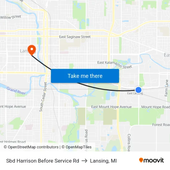 Sbd Harrison Before Service Rd to Lansing, MI map