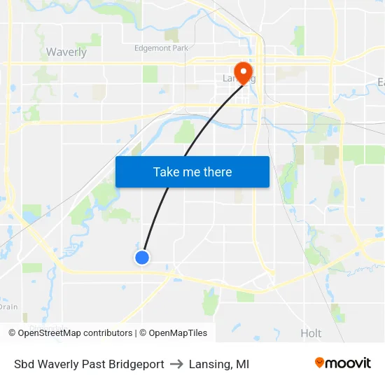 Sbd Waverly Past Bridgeport to Lansing, MI map
