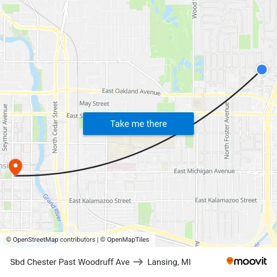 Sbd Chester Past Woodruff Ave to Lansing, MI map