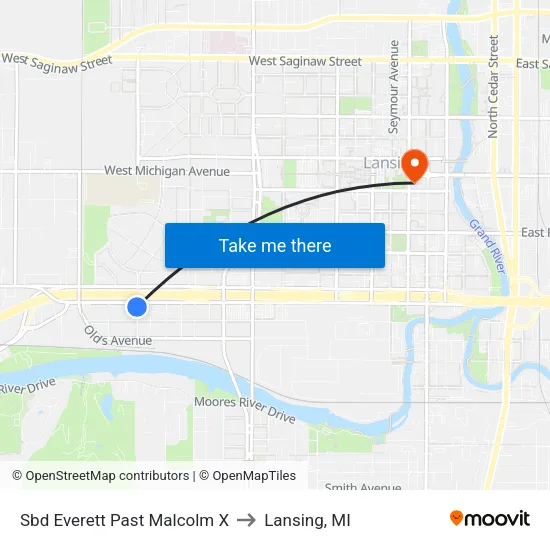 Sbd Everett Past Malcolm X to Lansing, MI map
