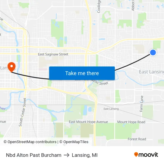 Nbd Alton Past Burcham to Lansing, MI map