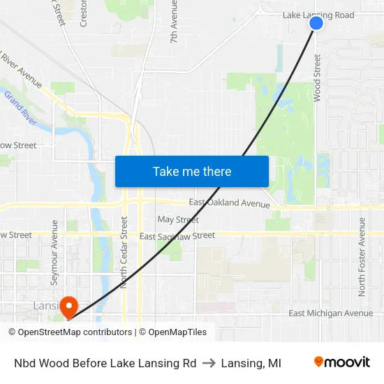 Nbd Wood Before Lake Lansing Rd to Lansing, MI map