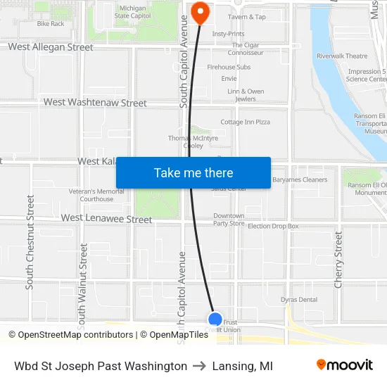 Wbd St Joseph Past Washington to Lansing, MI map