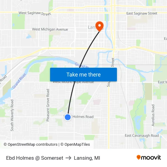 Ebd Holmes @ Somerset to Lansing, MI map
