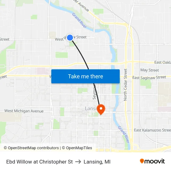 Ebd Willow at Christopher St to Lansing, MI map