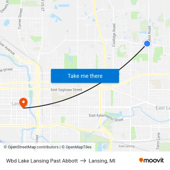 Wbd Lake Lansing Past Abbott to Lansing, MI map