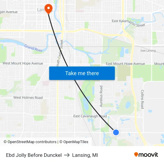 Ebd Jolly Before Dunckel to Lansing, MI map