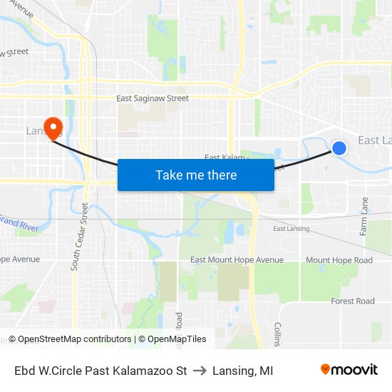 Ebd W.Circle Past Kalamazoo St to Lansing, MI map