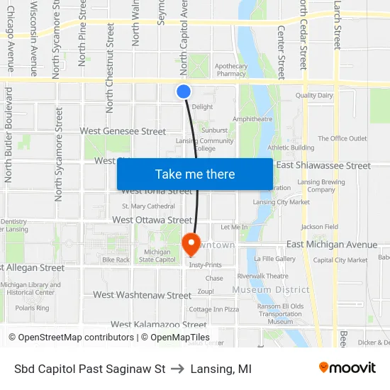 Sbd Capitol Past Saginaw St to Lansing, MI map