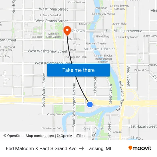 Ebd Malcolm X Past S Grand Ave to Lansing, MI map