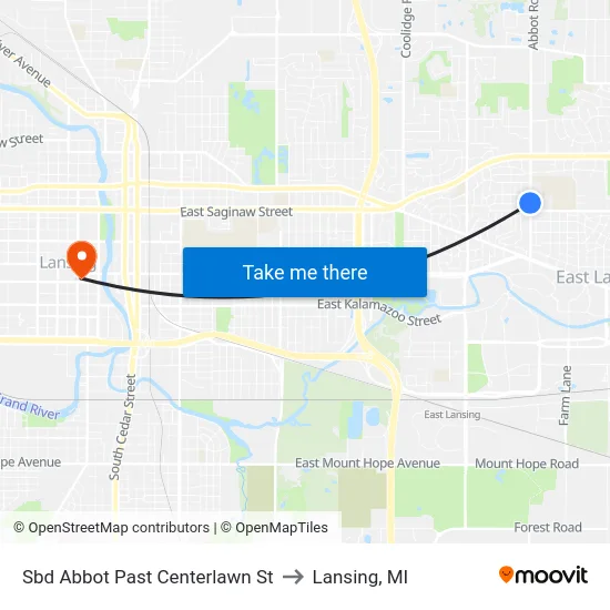 Sbd Abbot Past Centerlawn St to Lansing, MI map