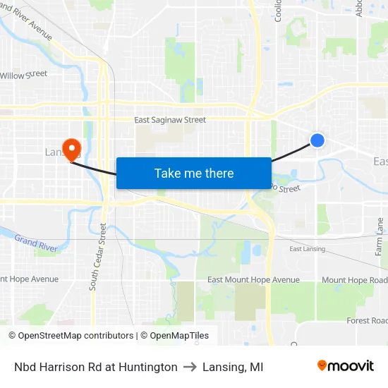 Nbd Harrison Rd at Huntington to Lansing, MI map