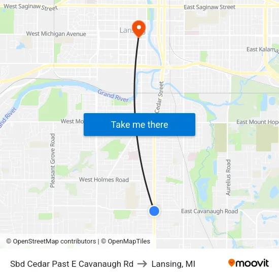 Sbd Cedar Past E Cavanaugh Rd to Lansing, MI map
