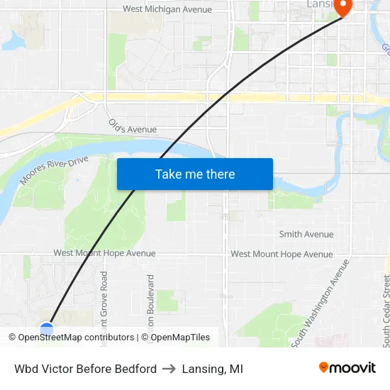 Wbd Victor Before Bedford to Lansing, MI map