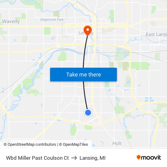 Wbd  Miller Past Coulson Ct to Lansing, MI map