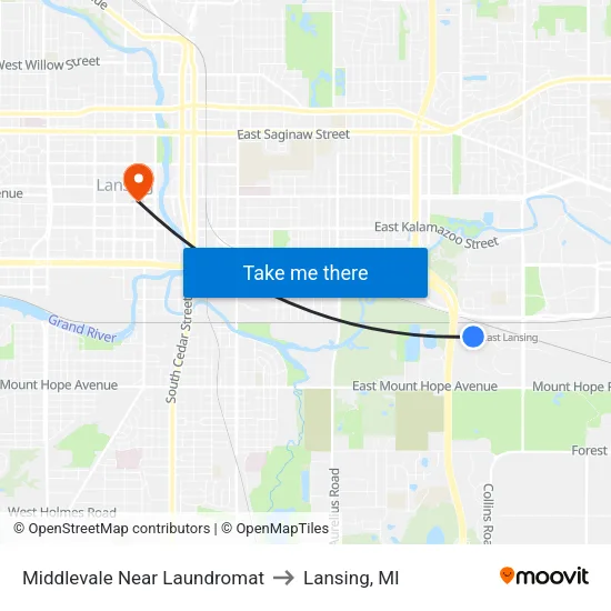Middlevale Near Laundromat to Lansing, MI map