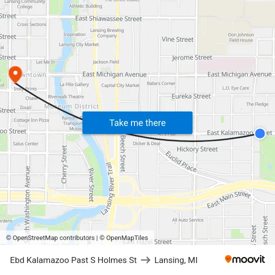 Ebd Kalamazoo Past S Holmes St to Lansing, MI map