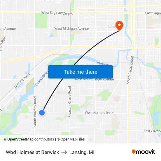 Wbd Holmes at Berwick to Lansing, MI map