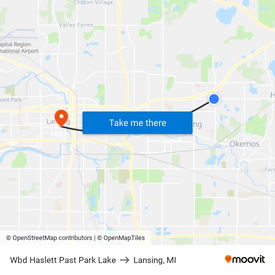 Wbd Haslett Past Park Lake to Lansing, MI map