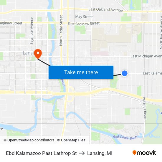 Ebd Kalamazoo Past Lathrop St to Lansing, MI map