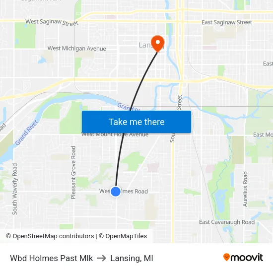 Wbd Holmes Past Mlk to Lansing, MI map