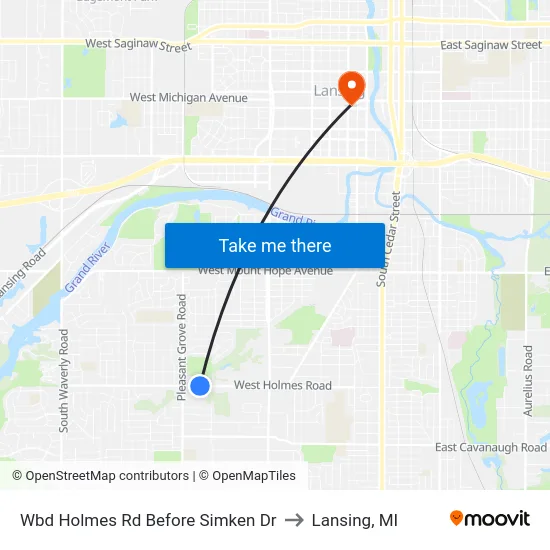 Wbd Holmes Rd Before Simken Dr to Lansing, MI map